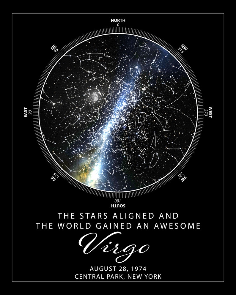Virgo Gift Print Night Sky Zodiac Sign August Birthday | Etsy