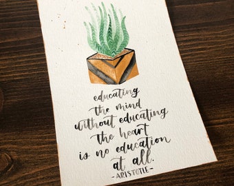 Watercolor cactus with customizable quote