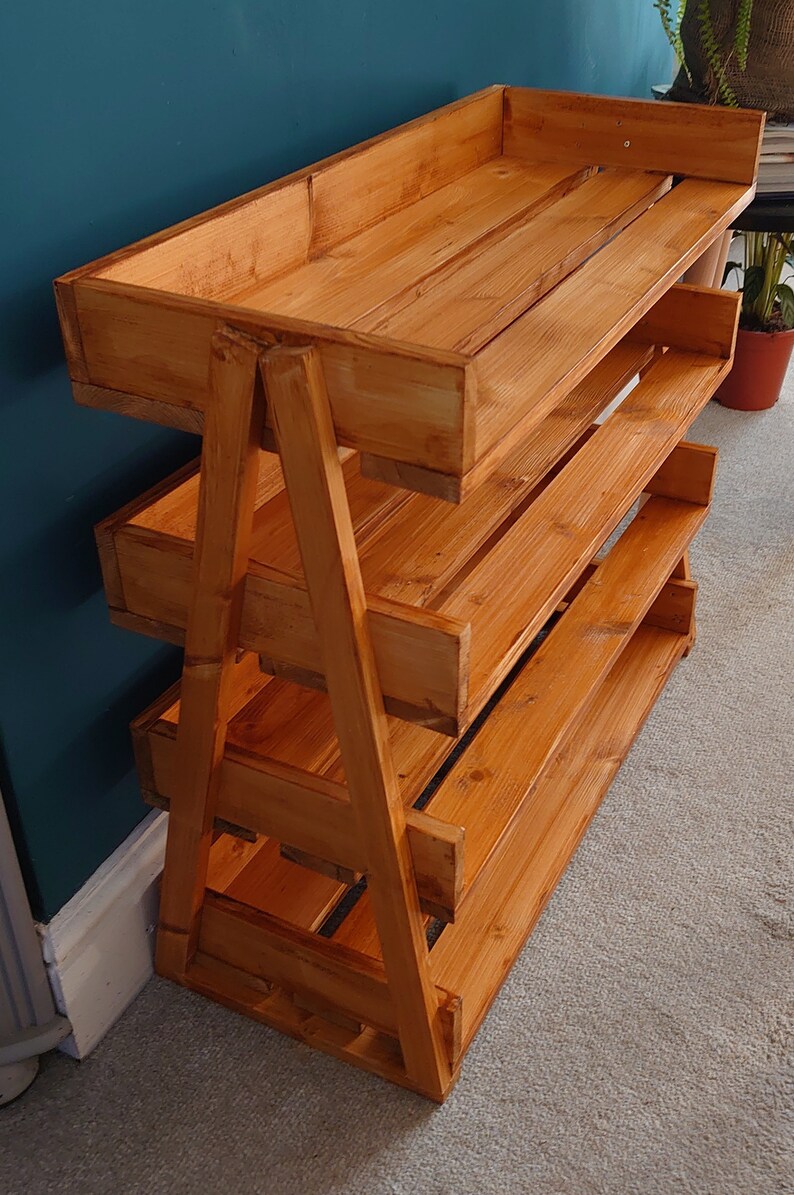 Wooden Shoe Rack Storage Wooden Rack Livingroom Home | Etsy UK