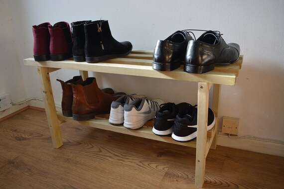 Hand Made Wooden Shoe Rack Storage Livingroom House Hallway