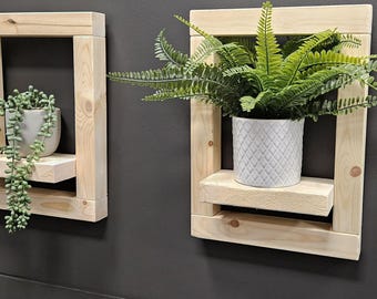 Rustic Wood Wall Shelf, Minimalist Floating Ledge