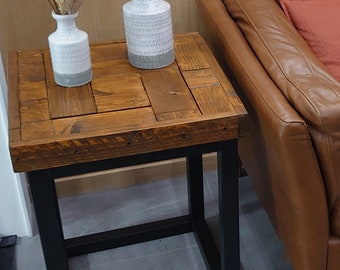 Reclaimed Wood Coffee Table: Small Sofa Side End Table , Side table , End table