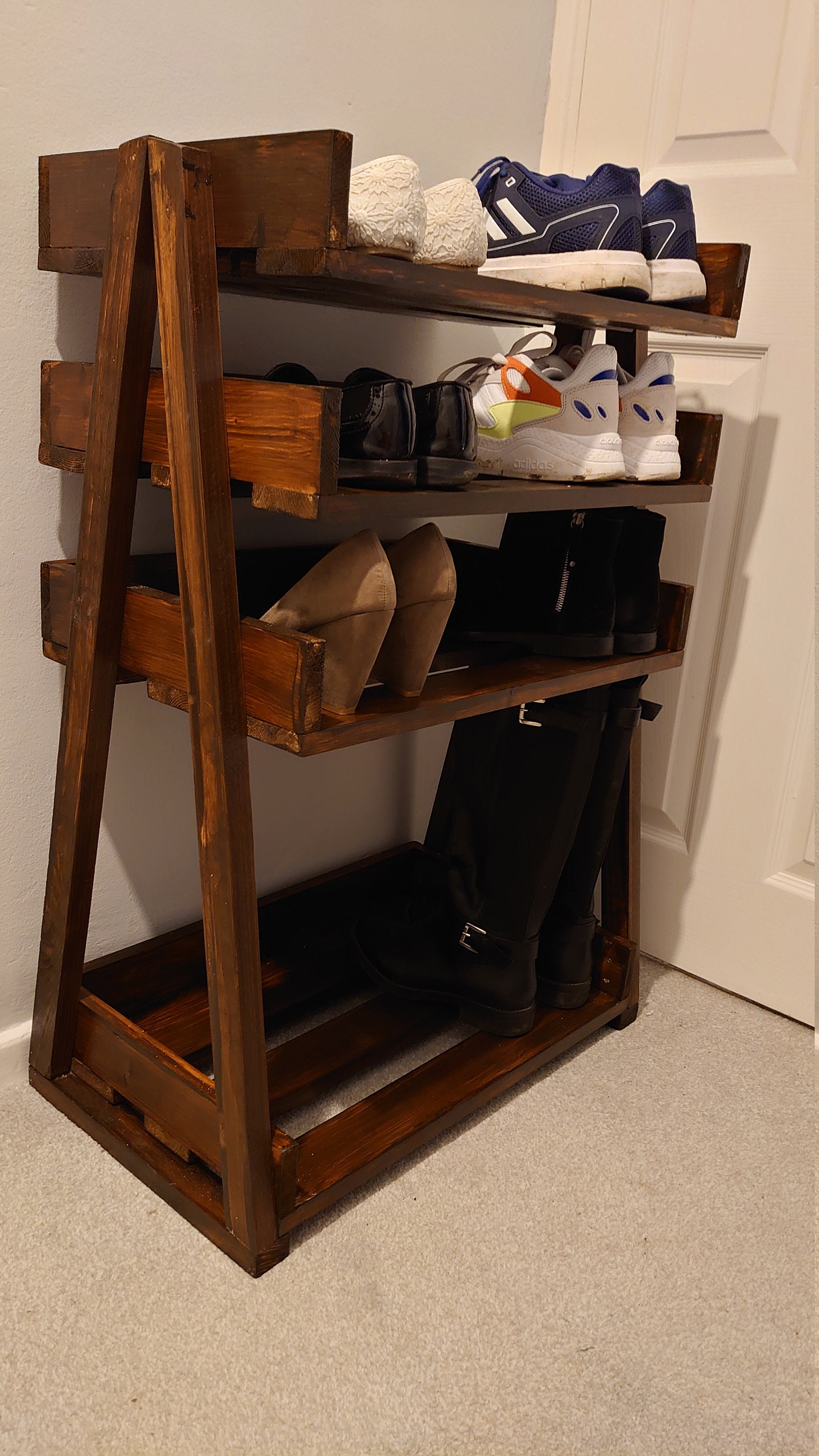 stackable wood shoe rack on Wooden Shoe Rack Storage Wooden Rack Livingroom Home Etsy