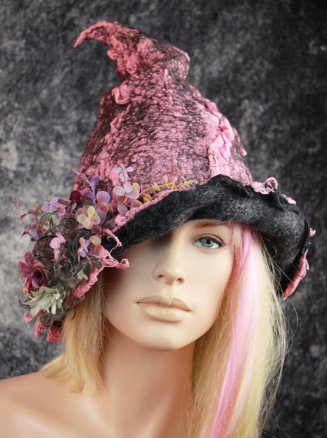 Pink witch hat Wizard hat Warlock hat Witch hat modern Etsy