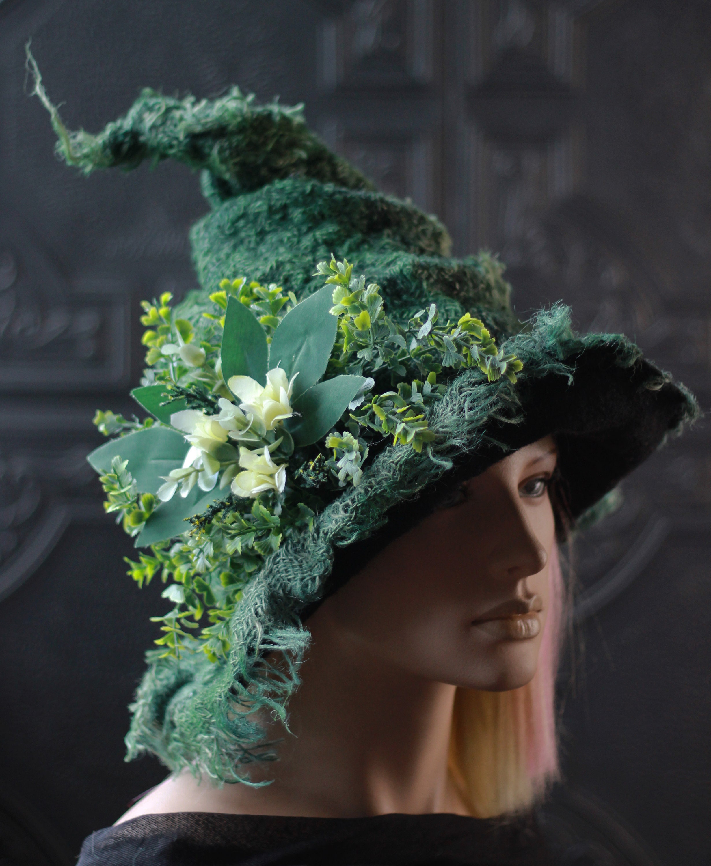 Forest witch hat Green witch costume for halloween Etsy
