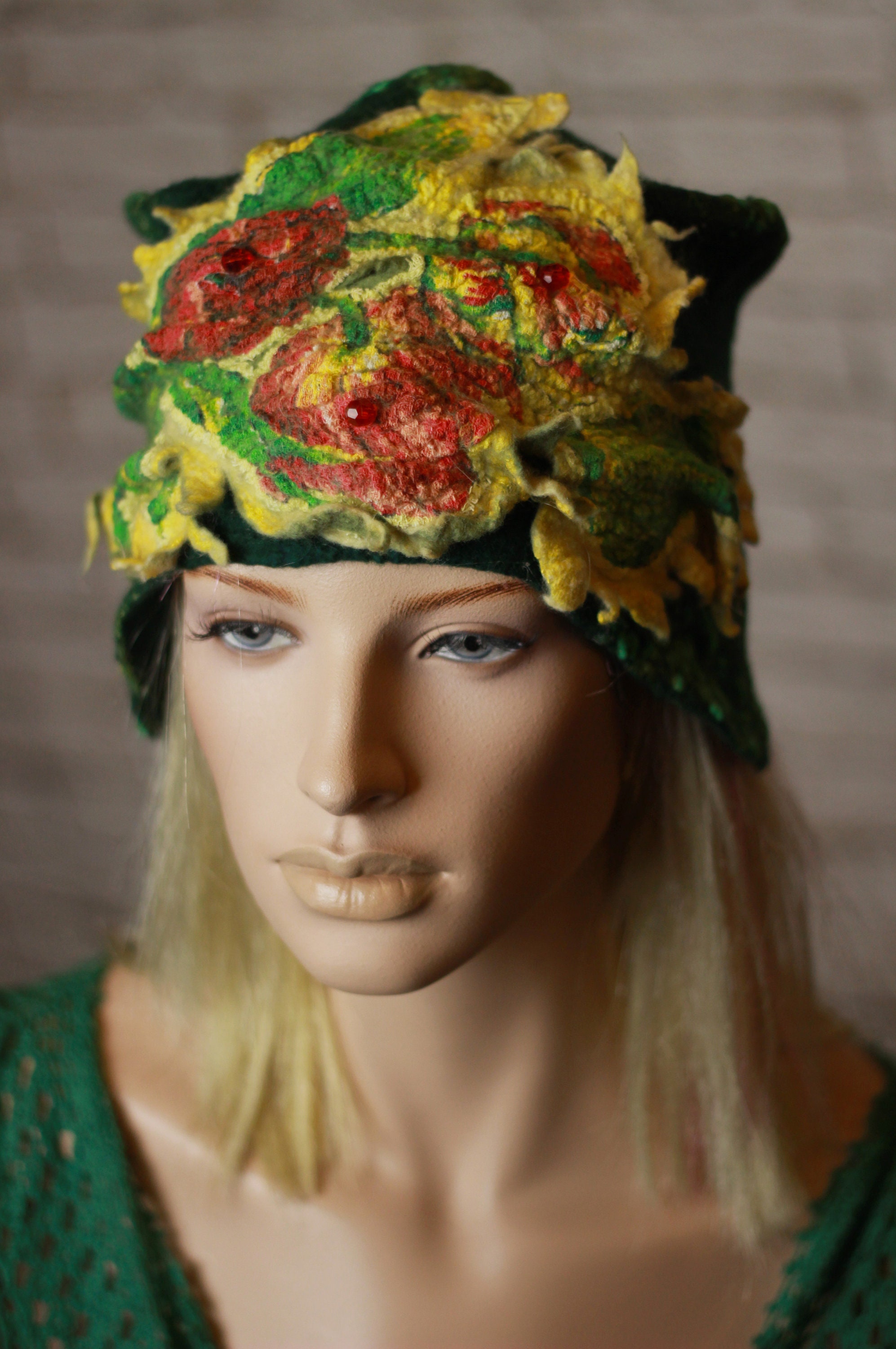 Womens felt hat Wool felted hats with ears Etsy