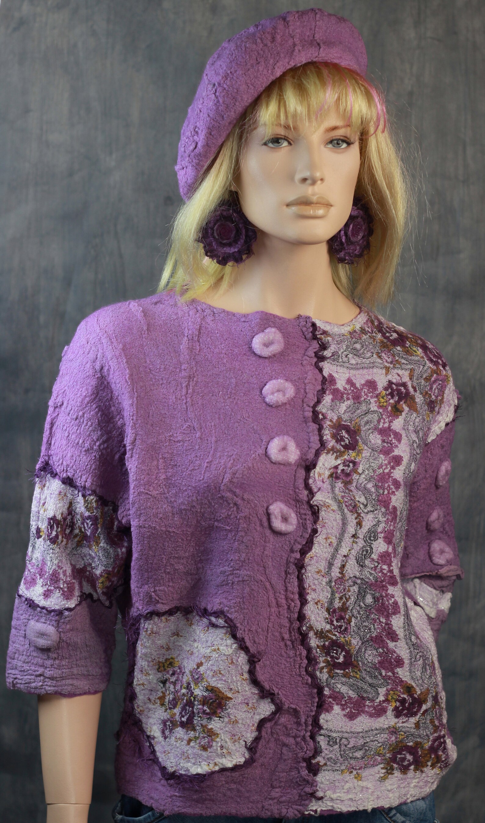 Artsy sweater Short wool sweater Felt clothing Art clothing Etsy