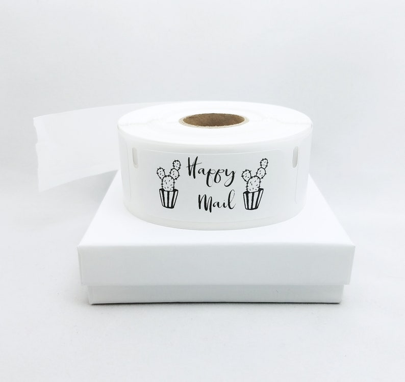sticker roll small business 25-100-150-250-500 branding sticker packaging stickers label labels happy mail Cactus Happy mail sticker