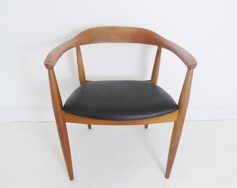 Vintage Danish Teak Armchair Desk Chair By Illum Wikkelso For Niels Eillersen , Denmark