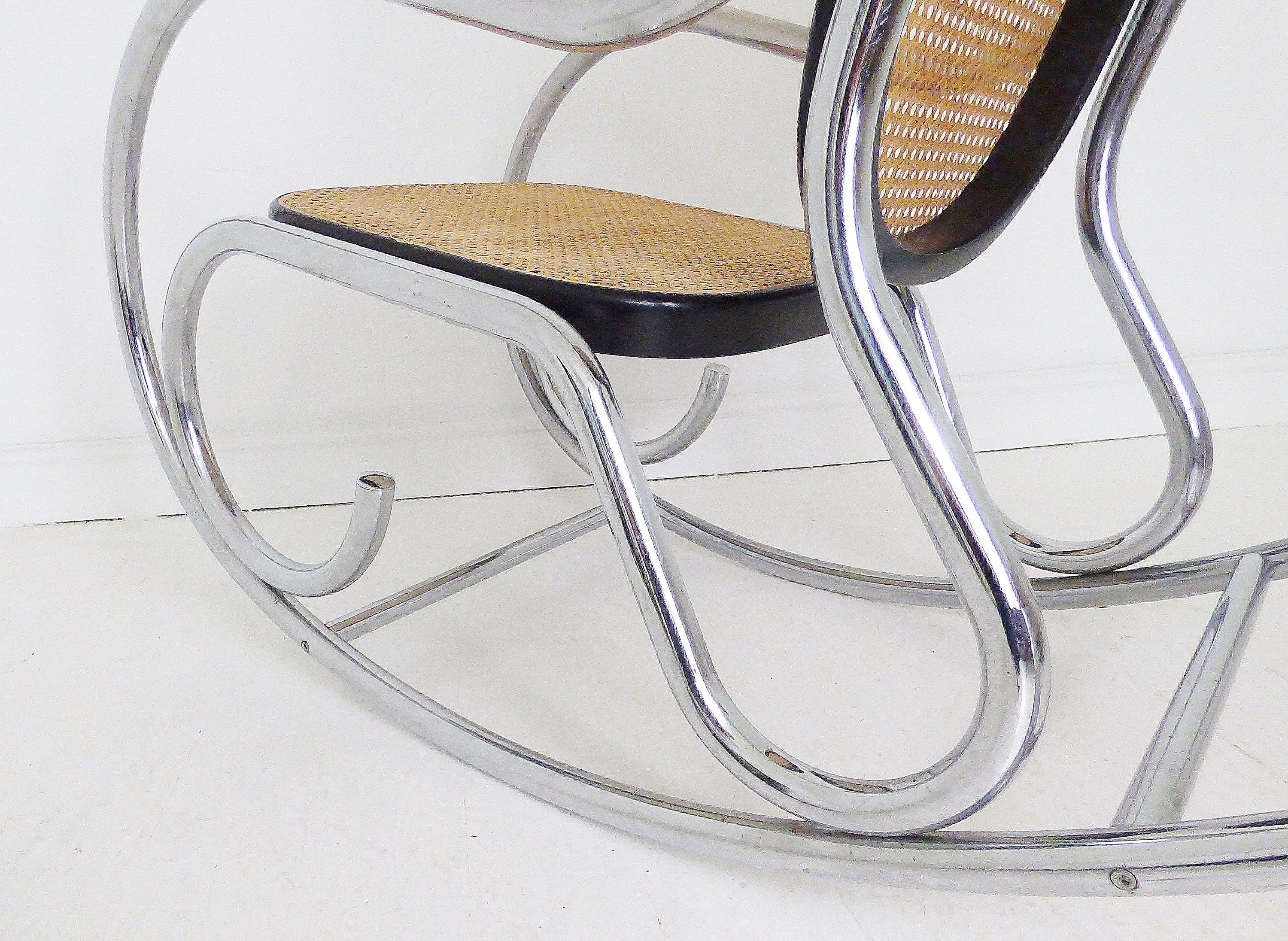 Vintage Marcel Breuer Chrome Rattan Rocking Chair Etsy