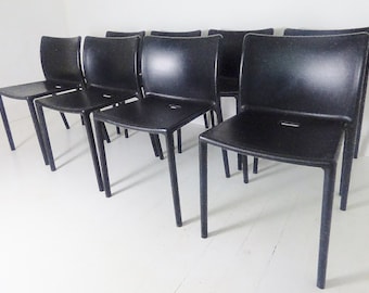 Zestaw 8 czarnych włoskich krzeseł do jadalni „Air” autorstwa Jaspera Morrisona dla Magis we Włoszech