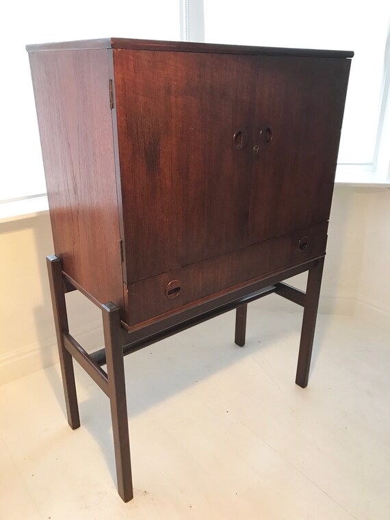 Vintage Danish Teak Drinks Cabinet Sideboard Storage Cupboard Etsy