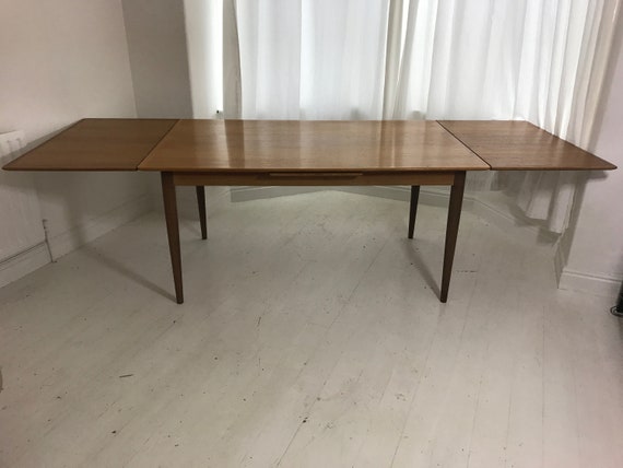 Large Vintage Danish Teak Extending Dining Table Etsy