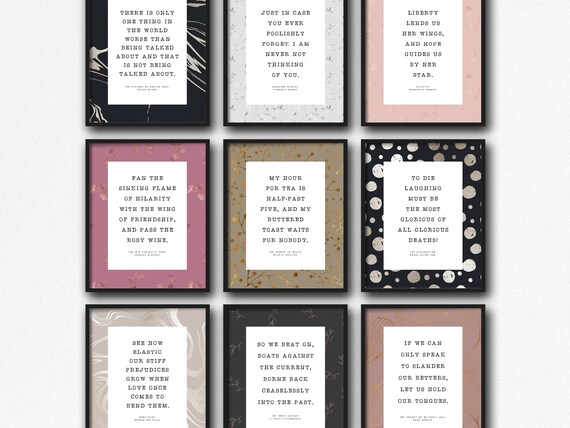 Literary Wall Art Set Of 9 Prints Gallery Wall Set Classic Etsy