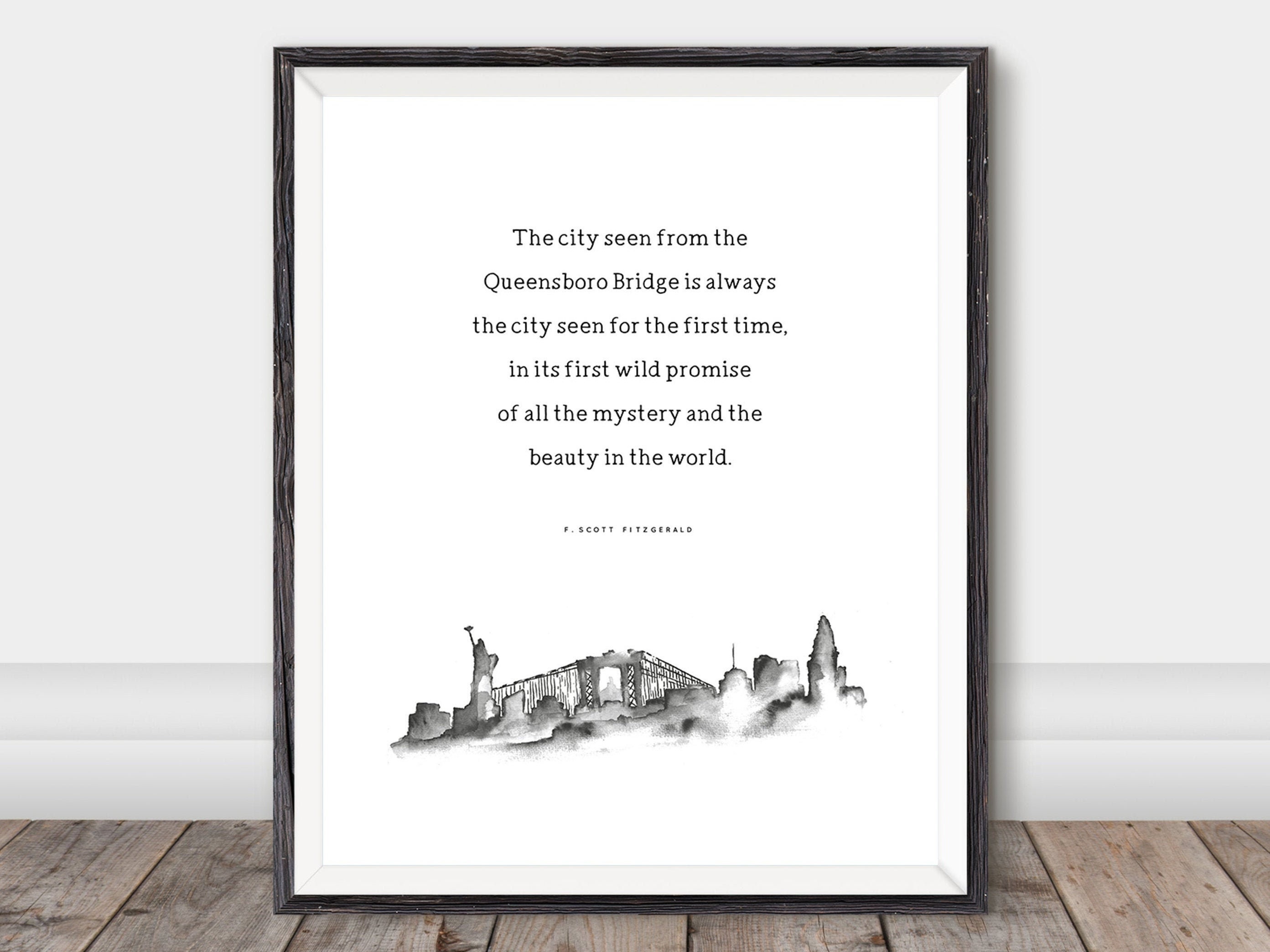 Great Gatsby New York City Art Literary Quote Prints Skyline Etsy