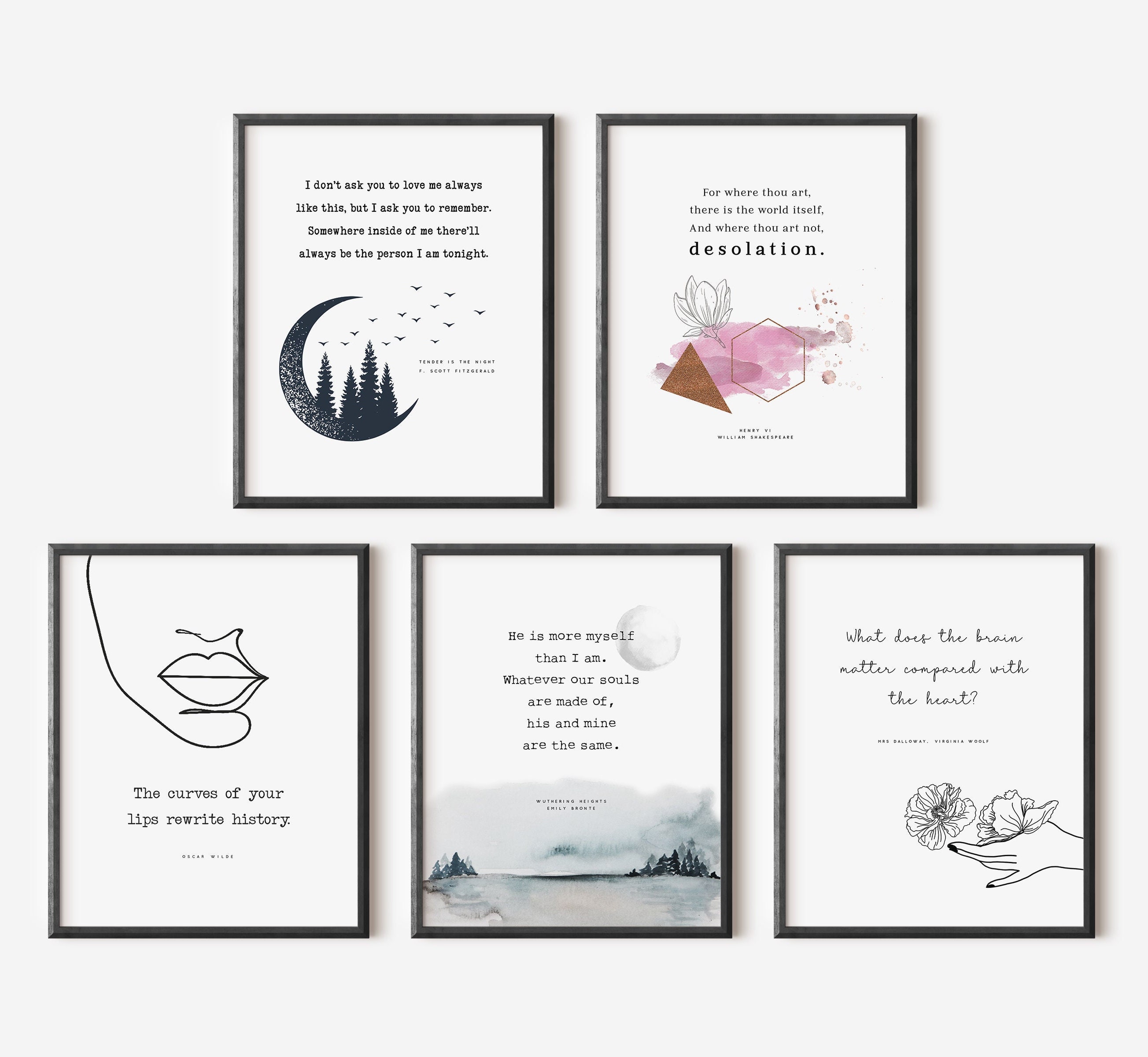 Book Quotes Gallery Wall Set Printable Literature Poster | Etsy