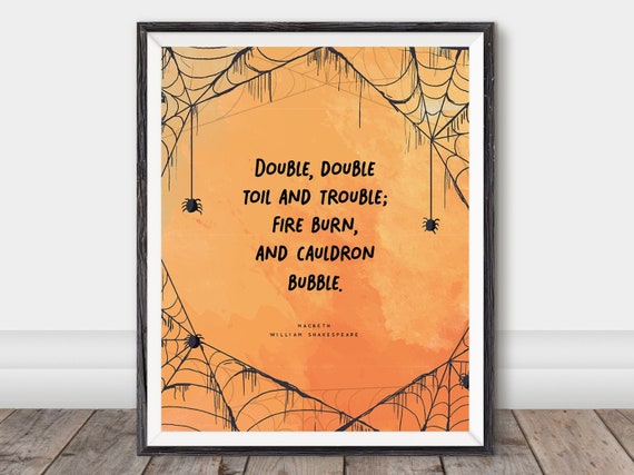 Macbeth Hexen Zitat Wandkunst Shakespeare Halloween Dekor Etsy