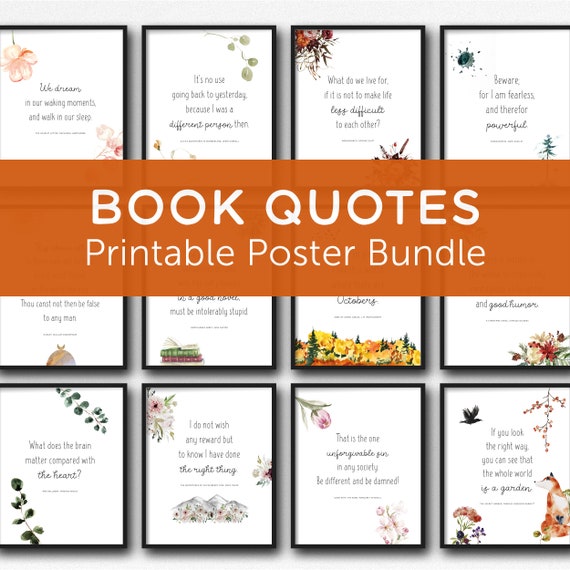 Book Quotes Gallery Wall Set Printable Literature Poster - Etsy