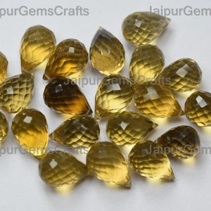5 Match Pair, Natural Honey Quartz, Side Drilled, Faceted, Drops Shape Briolette, Size 12x8mm