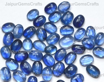 10 Pieces, Natural Kyanite, Undrilled Smooth Polished Flat Back Oval Shape Cabochon, Size 8x6mm