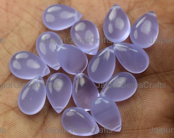 5 Match Pair, Lavender Pinkish Purple Hydro Quartz, Top Side Drilled, Smooth Polished Pear Shape Briolettes, Size 12x8 mm