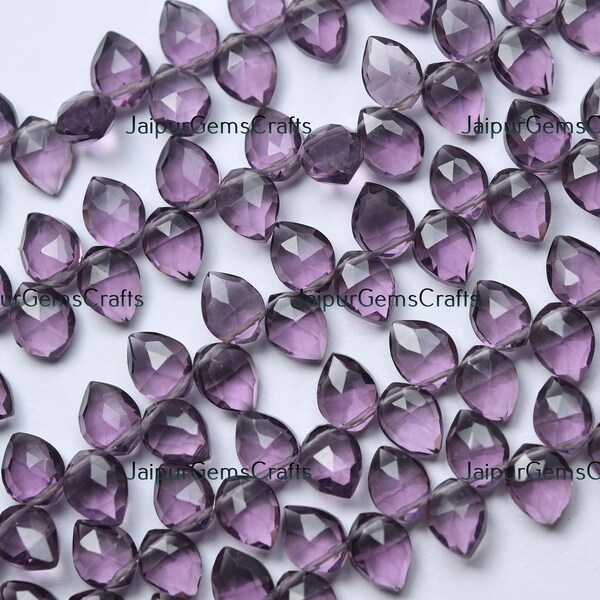 7 Inch Strand, Kunzite Purple Hydro Quartz, Side Drilled, Faceted Marquise Shape Briolettes, Size 8x6mm