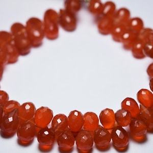 8 Inches Strand, Carnelian Side Drilled Faceted Teardrops Shape, Size 10x6mm To 9x6mm