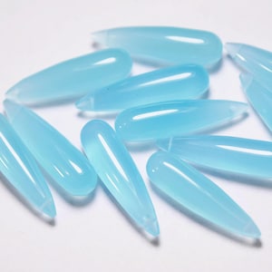 3 Match Pair, Aqua Blue Hydro Quartz, Side Drilled, Smooth Polished Drops, Size 30x8mm