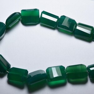 8 Inches, Green Onyx, Straight Drilled, Faceted Nuggets, Size 15x11mm To 14x10mm