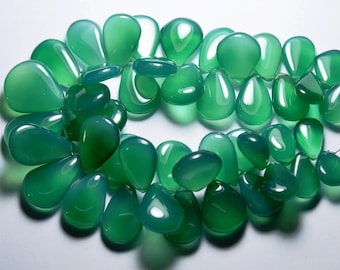 4 Inches, Green Onyx, Smooth Polished, Pear Shape Briolette, Size 22x14mm To 14x11mm