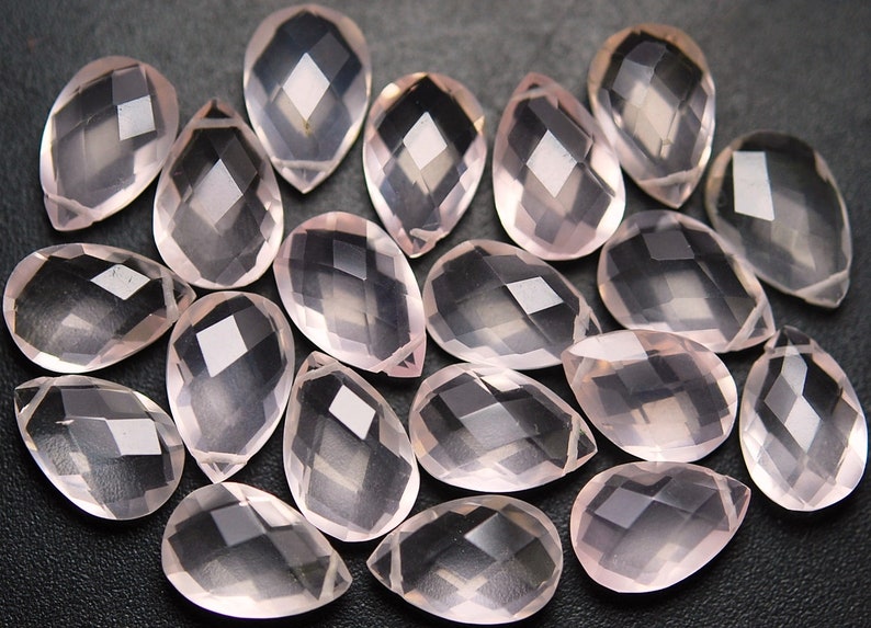 Natural Rose Quartz Side Drilled Faceted Pear Size 12x8mm 10 Pieces