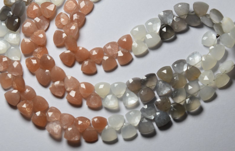 Faceted Trillion Shape 8 Inches Strand Size 8mm Side Drilled Multi Moonstone