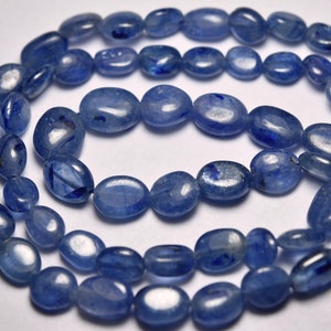 14 Inches Strand, Natural Thai Blue Sapphire, Smooth Polished Oval, Size 8x6mm To 6x5mm