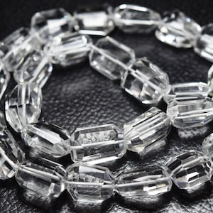 8 Inches Strand, Naturtal Crystal, Center Straight Drilled Faceted Nuggets, Size 17x13mm To 14x12mm