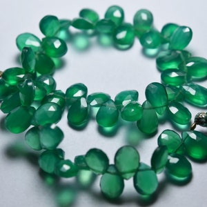 8 Inches, Green Onyx, Faceted Pear, Size 8x6mm To 9x6mm