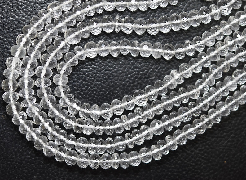 Natural Crystal Faceted Rondelles 10 Inches Strand Size 6mm