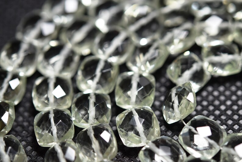 Faceted Cushion Briolettes Natural Amethyst Vertical Top Drilled 8 Inches Strand Size 8x8mm