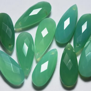 3 Match Paar, Chrysopras, Front gebohrt, Birnenform Briolette, Größe 20x8mm