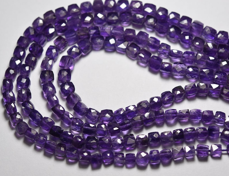 6mm Amethyst Faceted Box 8 Inches Strand