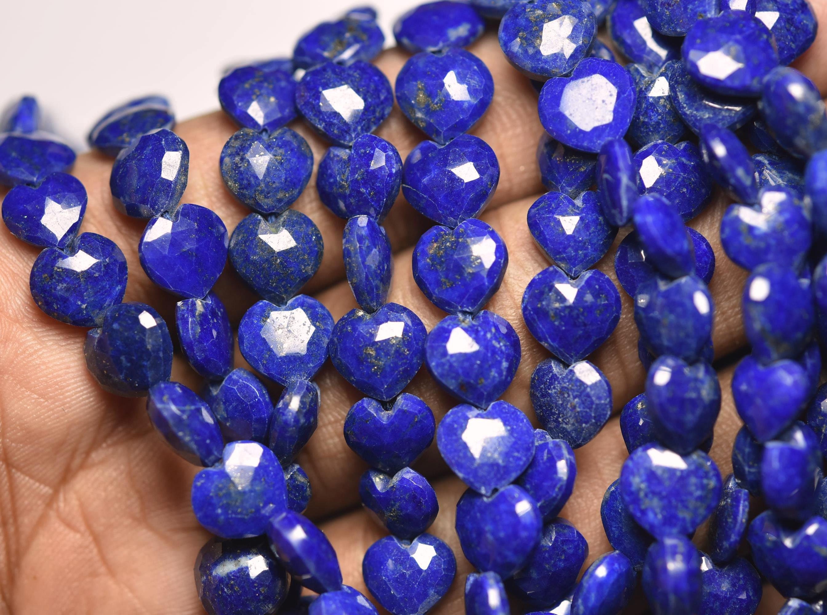 7 Inches Strand Lapis Lazuli Full Drilled Heart Shape | Etsy