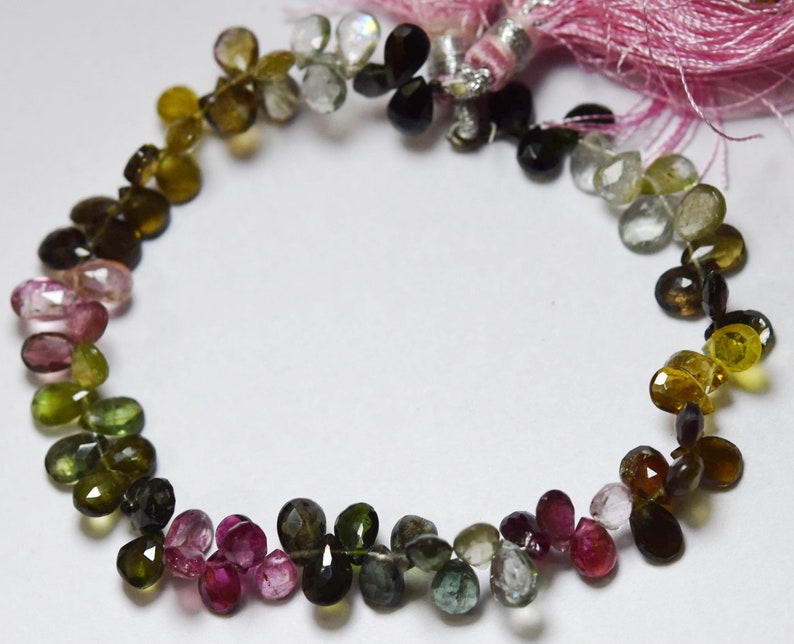 Tourmaline Faceted Pear Shape 8 Inches Strand Size 8x5mm To 7x5mm
