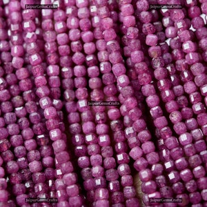 13 Inch, Natural Ruby, Center Faceted Cube/Box, Size 2.5mm