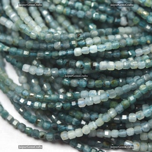 12.6 Inch Strand, Natural Grandidierite, Faceted Shaded Box/Cube, Size 2.40 mm
