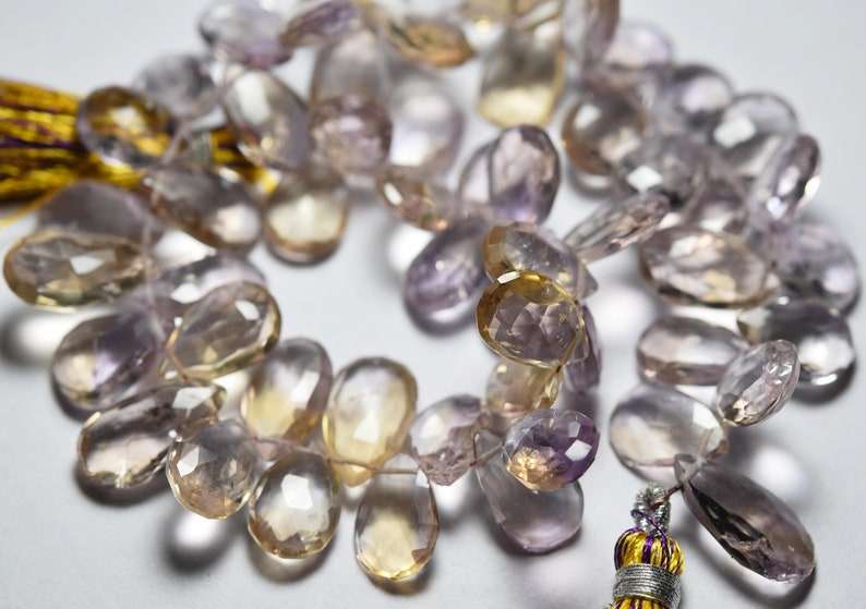 8 Inches Strand Ametrine Faceted Pear Shape 15x8mm To 11x8mm
