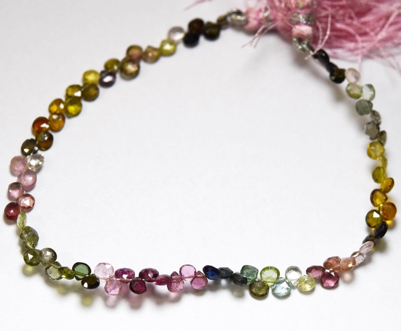 Tourmaline Faceted Heart Shape Weight : 21 Carats Size 4x4mm 8 Inches Strand