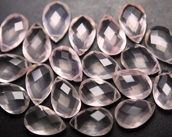 10 Pieces,Super Gorgeous Quality Natural Rose Quartz Side Drilled Faceted Pear, Size 12x8mm