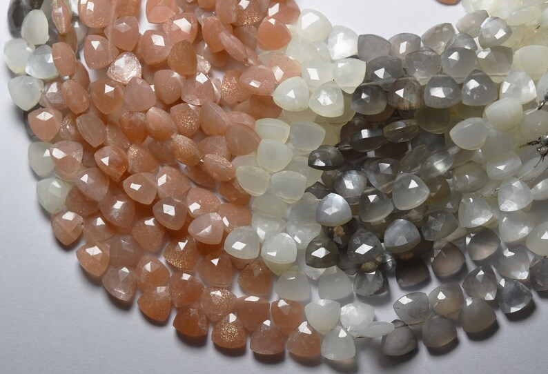 Faceted Trillion Shape 8 Inches Strand Size 8mm Side Drilled Multi Moonstone