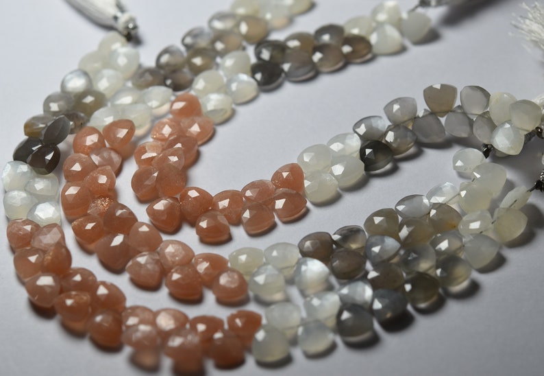 Faceted Trillion Shape 8 Inches Strand Size 8mm Side Drilled Multi Moonstone