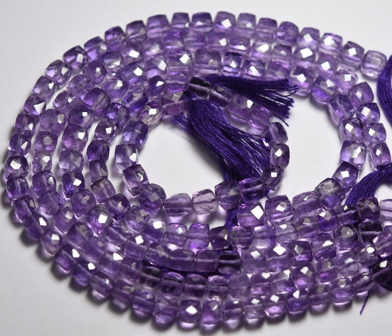 5mm Amethyst Faceted Box 8 Inches Strand