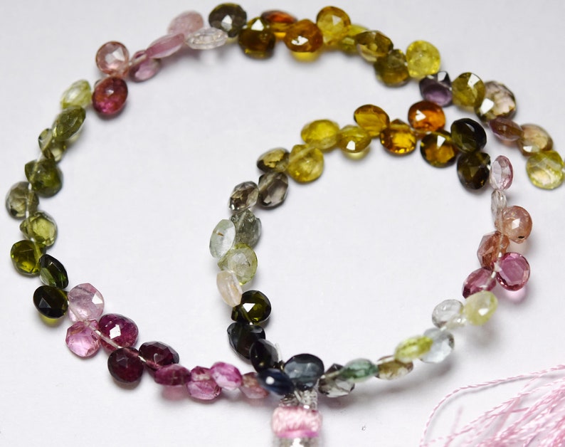 Tourmaline Faceted Heart Shape Weight : 21 Carats Size 4x4mm 8 Inches Strand